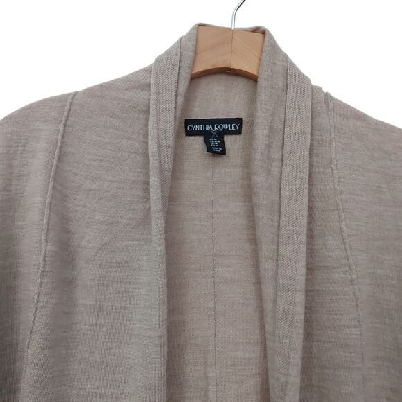 Cynthia Rowly Open Cardigan Womens Medium Brown Knitted Extra Fine Merino Wool - Picture 2 of 11
